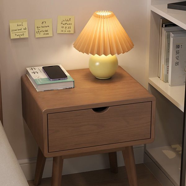 Modern Simplicity Square Cubic Rectangular Rubber Wood Nightstand 1/2 Drawer For Bedside - Image 17