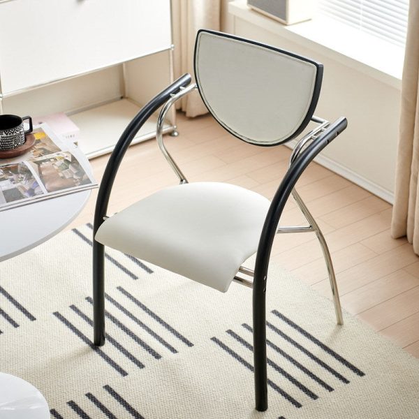 Contemporary Nordic Microfiber Leather Wood Stainless Steel Sponge Semicircular Curved Dining Chair Backrest Armrest For Dining Room - Image 16