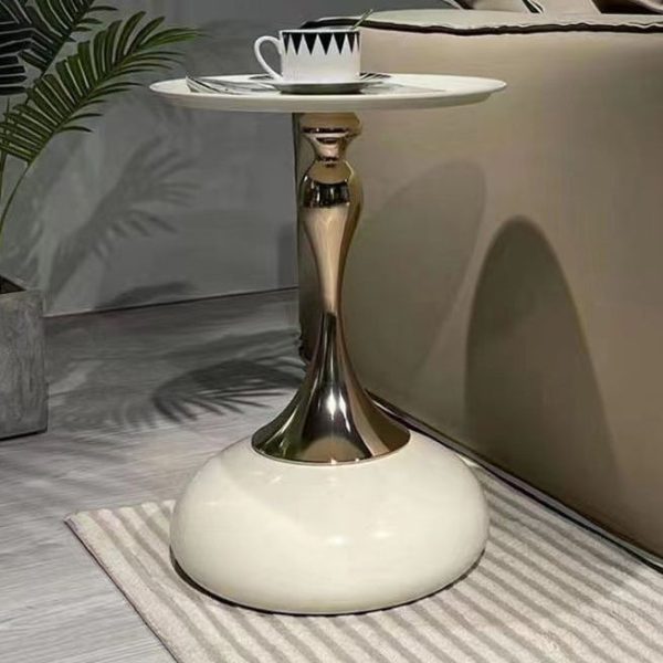Contemporary Simplicity Geometric Circle Tray Top Iron End Table For Living Room - Image 17