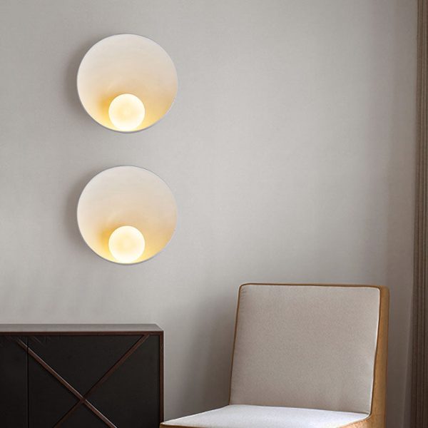 Modern Minimalist Round Iron Resin 1-Light Wall Sconce Lamp - Image 2