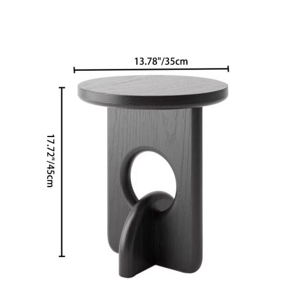Traditional Japanese Round Wooden End Table For Living Room - Image 4