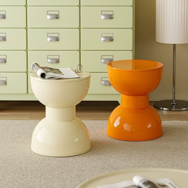 Contemporary Scandinavian Macaron Hourglass Shape Plastic Footstool For Entryways - Image 12