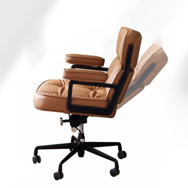 Modern Minimalist Square Semicircle Upholstered Leather Hardware Desk Chair Backrest Armrest For Home Office - Image 7