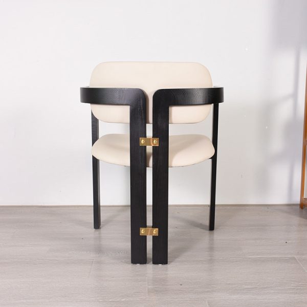 Traditional Chinese Ash Wood Leather Sponge Square Elliptical Dining Chair Backrest Armrest For Dining Room - Image 8