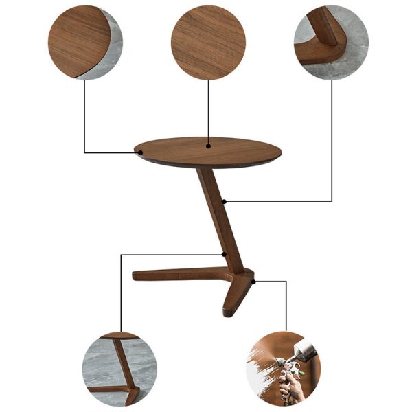 Modern Minimalist Round V-Shape Base Wood Side Table For Living Room - Image 5