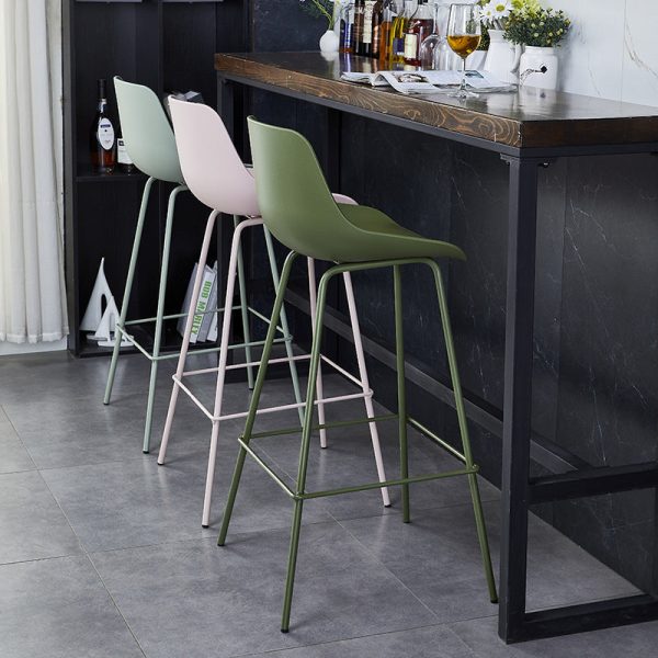 Contemporary Simplicity Curved Plastic Solid Color Bar Stool Backrest Footrest For Dining Room - Image 18