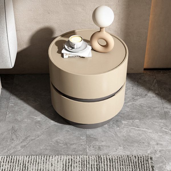 Modern Minimalist Cylinder Frame Solid Wood Nightstand 2-Drawer For Bedroom - Image 3