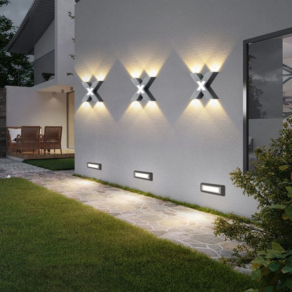Modern Waterproof Letter X Shaped LED 4-Light Outdoor Wall Sconce Lamp - Image 14