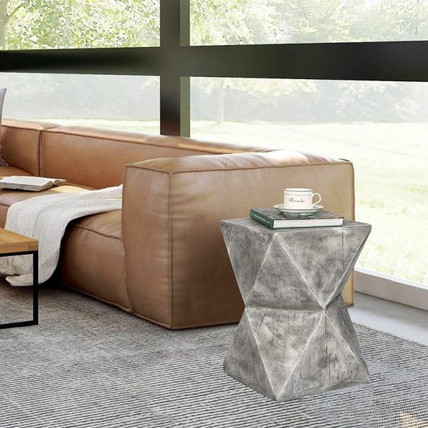 Contemporary Nordic Square Hexagonal Magnesium Oxide End Table For Living Room - Image 2