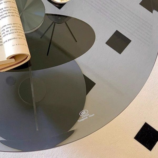 Modern Art Deco Round Combine Design Glass Metal End Table For Living Room - Image 9