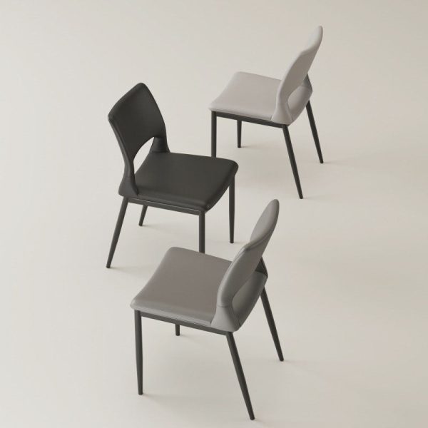 Contemporary Nordic Square Curved Upholstered Hollowed Out Leather Carbon Steel Dining Chair Backrest For Dining Room - Image 3