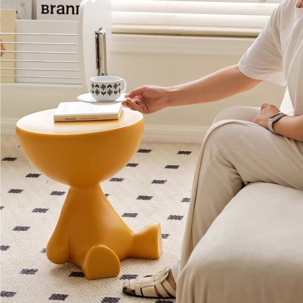 Contemporary Scandinavian Round PE Cartoon Bear Base End Table For Living Room - Image 24