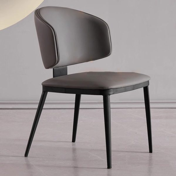 Modern Minimalist Square Cushion Microfiber Leather Carbon Steel Dining Chair Backrest For Dining Room - Image 17