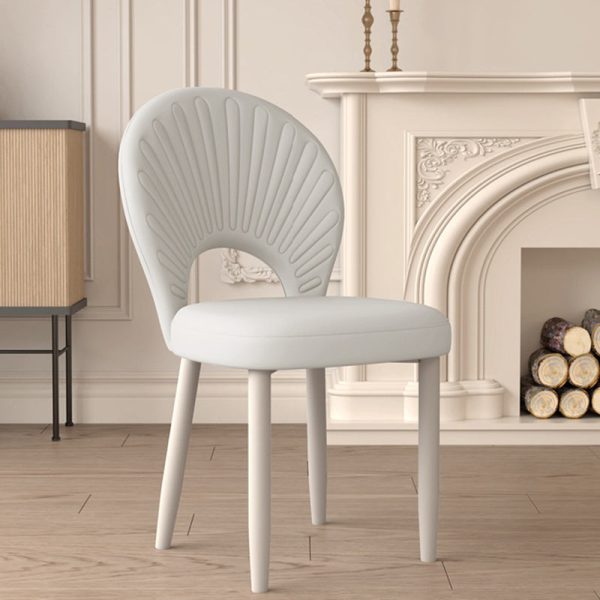Modern Minimalist Curved Half Round Square PU Leather Iron Dining Chair Backrest Armless For Dining Room - Image 14