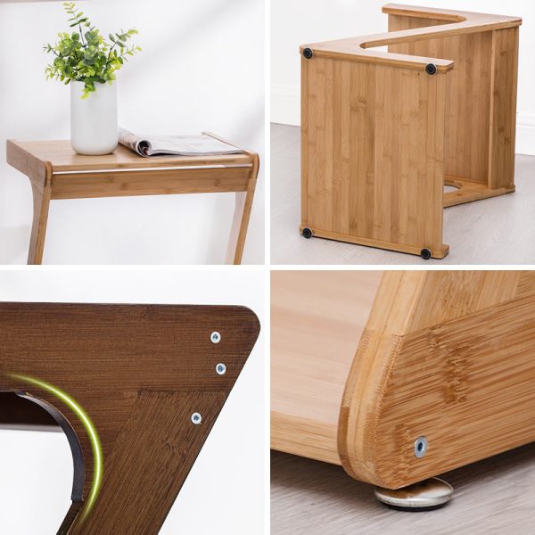 Traditional Vintage Z-Shaped Wood Removable End Table 2-Tier Universal Wheel For Living Room - Image 17