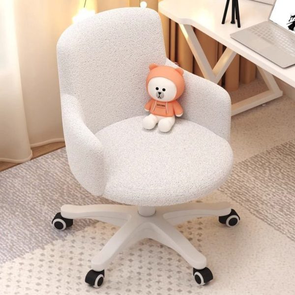 Modern Minimalist Fabric Velvet Carbon Steel Sponge Round Rotatable Desk Chair Backrest Armrest For Home Office - Image 17
