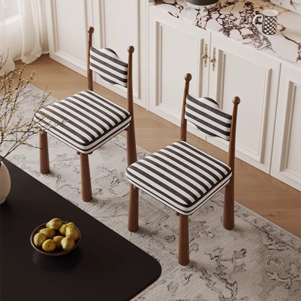 Traditional French Square Zebra Pattern Fabric Upholstered Ash Wood Dining Chair Backrest For Dining Room - Image 3