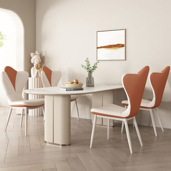 Contemporary Nordic Rectangular Shape Backrest PU Leather Carbon Steel Dining Chair For Living Room - Image 9