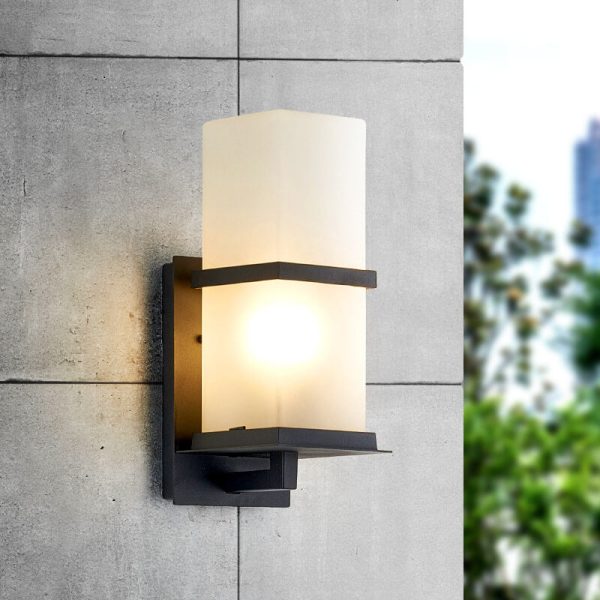 Industrial Outdoor Waterproof Column Frosted Glass Shade 1-Light Wall Sconce Lamp - Image 4