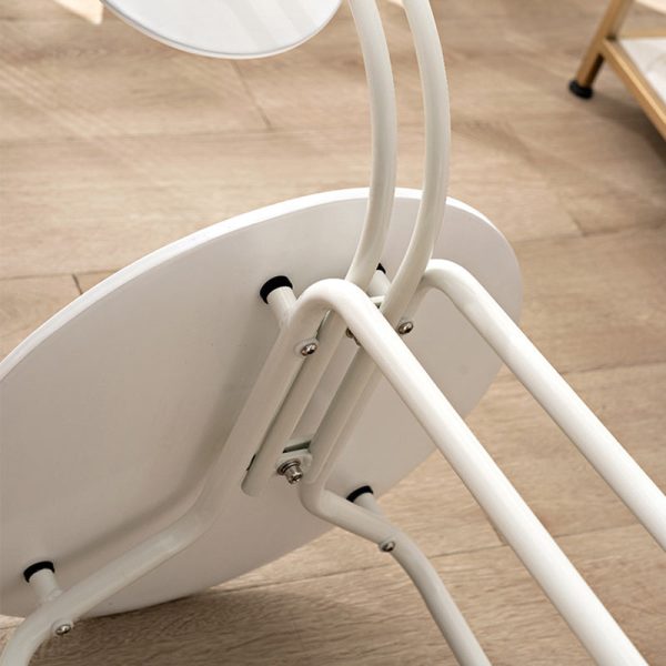 Traditional Vintage Round Rubberwood Steel Vanity Stool Backrest Armless For Bedroom - Image 5