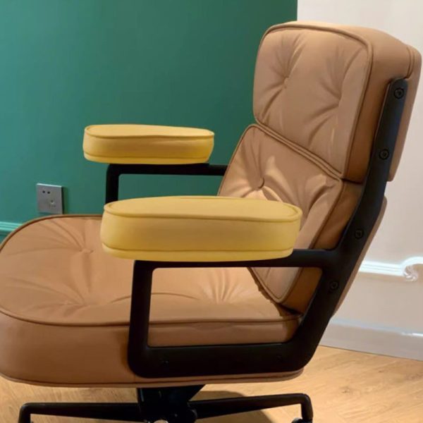 Modern Luxury Square PU Leather High Density Sponge Carbon Steel Desk Chair Backrest Armrest For Home Office - Image 6