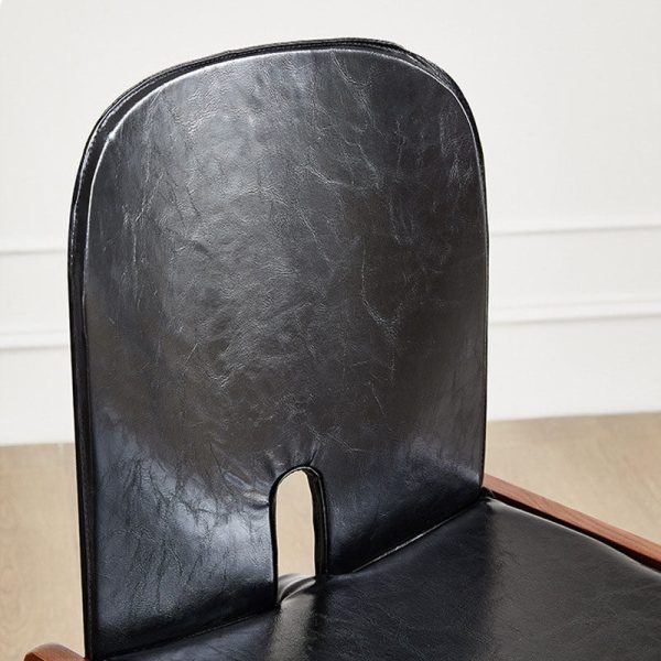 Traditional Vintage Curved Back Ash Wood Oil Wax Leather Dining Chair Backrest For Dining Room - Image 7