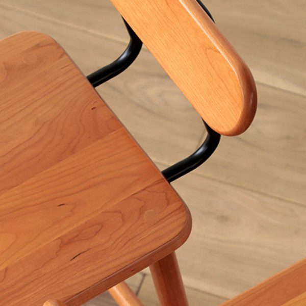 Contemporary Nordic Square Wood Iron Bar Stool Backrest Footrest For Dining Room - Image 5