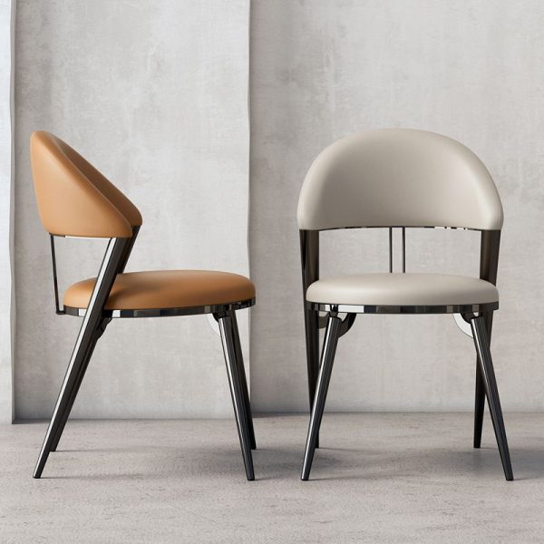 Modern Luxury Round Cushion Lambswool Sponge Black Titanium Dining Chair Backrest For Dining Room - Image 14