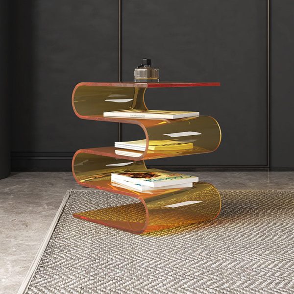 Contemporary Creative Acrylic Curved End Table 5-Tier For Living Room - Image 3