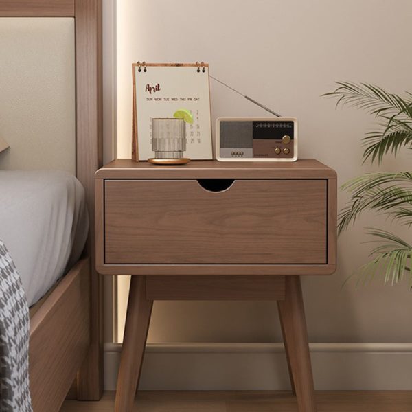Modern Simplicity Square Cubic Rectangular Rubber Wood Nightstand 1/2 Drawer For Bedside - Image 14