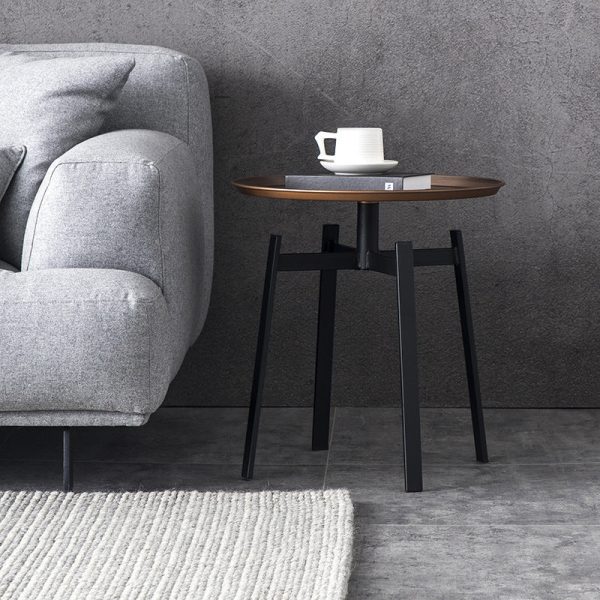 Contemporary Retro Round Iron End Table 1-Tier For Living Room - Image 15