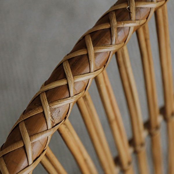 Traditional Chinese Square Wood Weaving Dining Chair Four Legs Backrest Armrest For Dining Room - Image 7