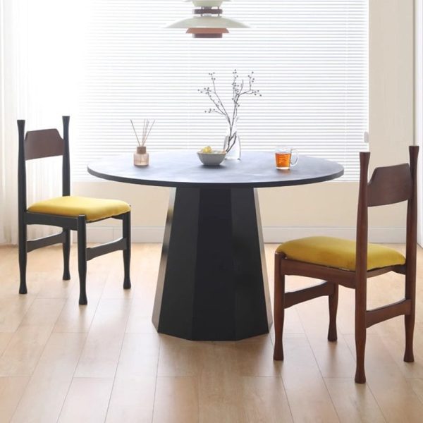 Traditional Vintage Wood Curved Frame Velvet Dining Chair Backrest For Dining Room - Image 2