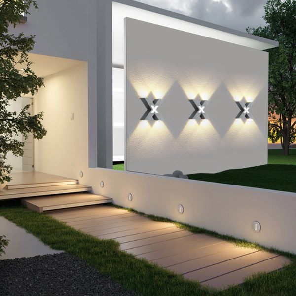 Modern Waterproof Letter X Shaped LED 4-Light Outdoor Wall Sconce Lamp - Image 15