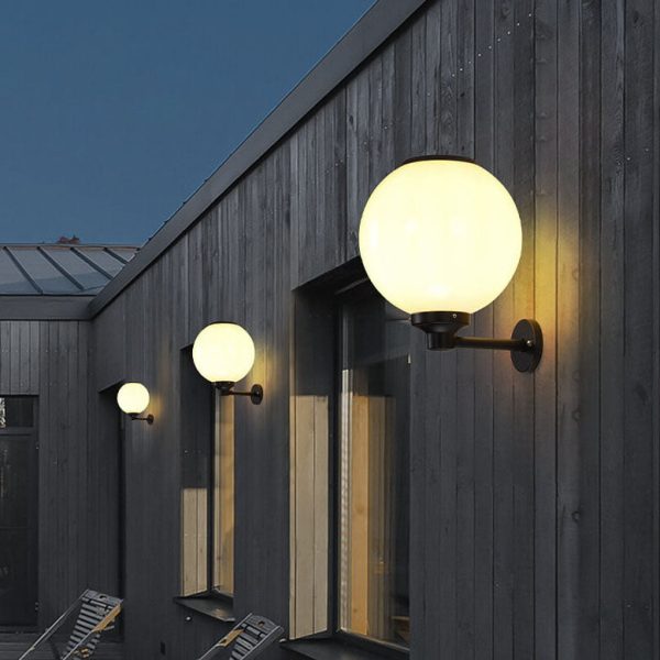 Modern Outdoor Solar Round Ball Waterproof LED Wall Sconce Lamp
