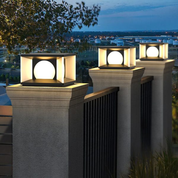 Simple Patio Solar Post Head Light Square LED Outdoor Landscape Light