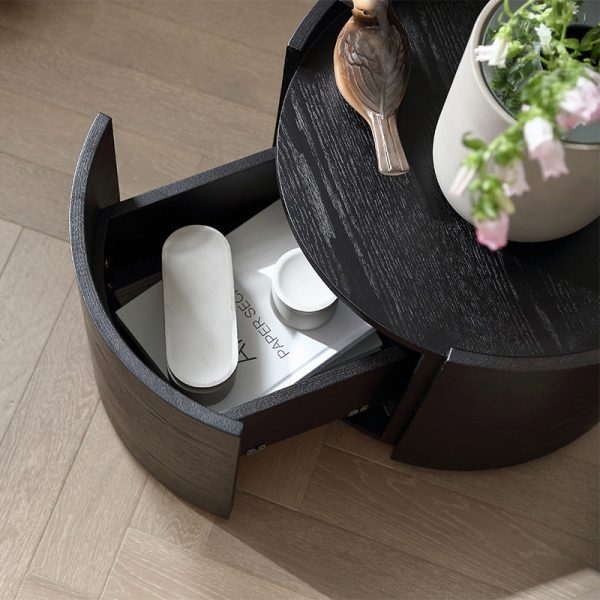 Modern Minimalist Round Cylinder Wood Nightstand 1-Drawer For Bedroom - Image 5