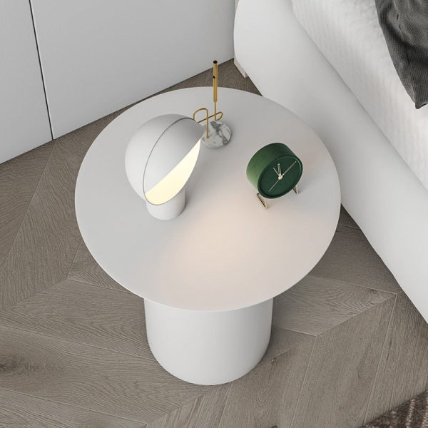 Modern Minimalist Round Cylinder Iron Nightstand 1-Tray For Bedside - Image 8