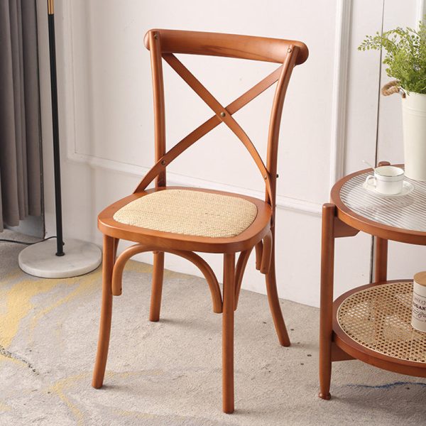 Traditional Rustic Weaving Rattan Wood Sponge Round Rectangular Dining Chair Backrest For Dining Room - Image 35