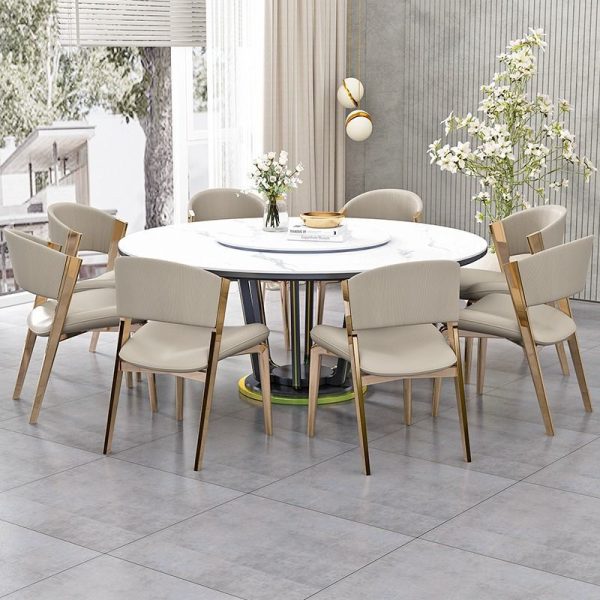 Modern Luxury Square Leather Stainless Steel Foam Dining Chair Four Legs Backrest For Dining Room - Image 2