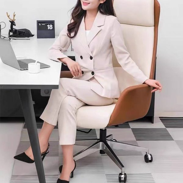 Modern Minimalist Rectangular High Back Leather Carbon Steel Desk Chair For Home Office - Image 11