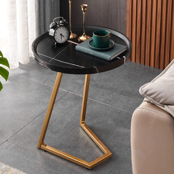 Modern Simplicity Round MDF Iron End Table Movable For Living Room - Image 20
