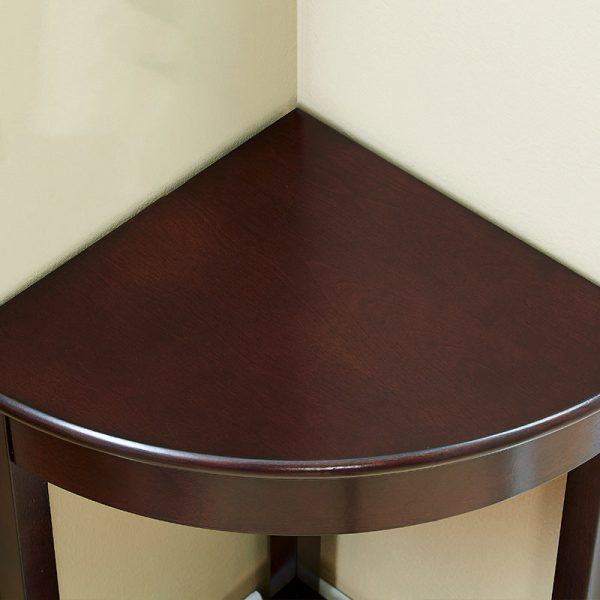 Contemporary Retro Triangle Rubber Wood Side Table 2-Tier For Living Room - Image 5