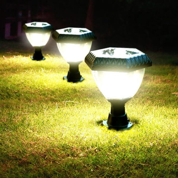 Modern Simplicity Solar Hexagonal Quadrilateral Triangle Round ABS Acrylic LED Post Head Light For Garden - Image 2