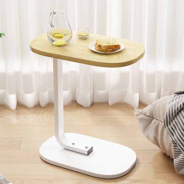 Traditional Vintage Wood Grain Density Board Top C-Shaped Side Table For Living Room - Image 14