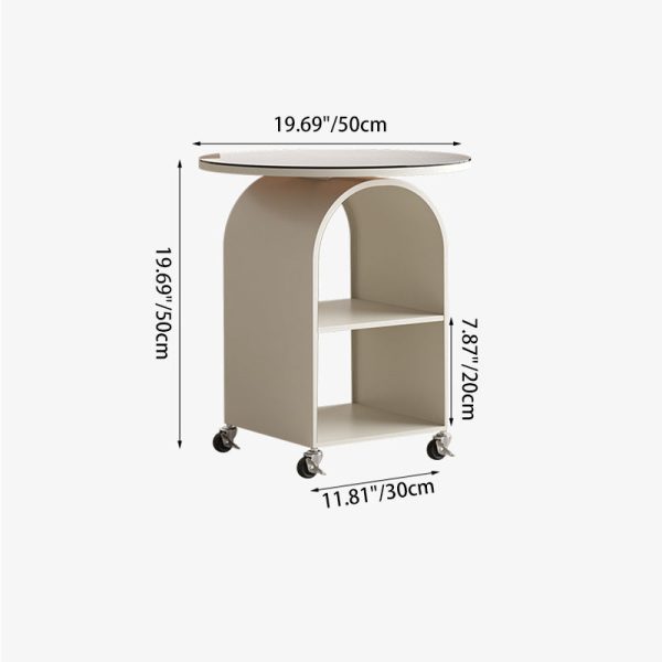 Contemporary Creative Arched Frame Top Tempered Glass Base Iron End Table 2-Cabinets For Living Room - Image 4