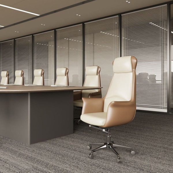 Modern Minimalist Rectangular High Back Leather Carbon Steel Desk Chair For Home Office - Image 13