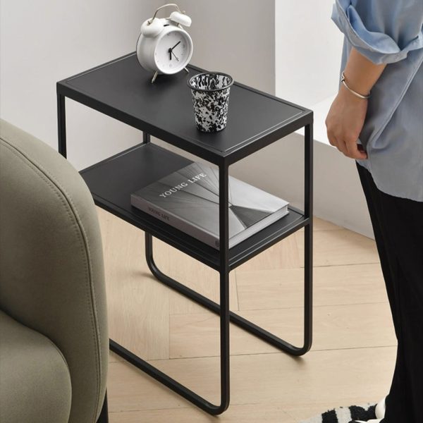 Modern Simplicity Rectangular Frame Iron Side Table 4-Leg For Living Room - Image 9