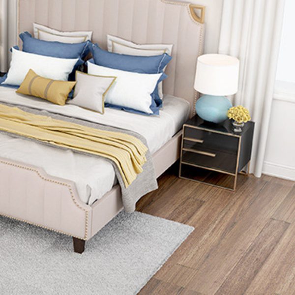 Modern Simplicity Cubic Solid Wood Stainless Steel Frame Nightstand 2-Drawer For Bedroom - Image 14