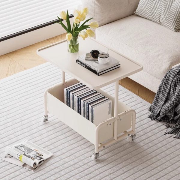 Modern Simplicity Tray Top Leather Storage Movable End Table 2-Tier For Living Room - Image 17